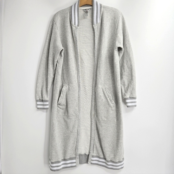 Hard‎ Tail Light Heather Gray Long Sweatshirt Cardigan Sweater - Picture 2 of 13